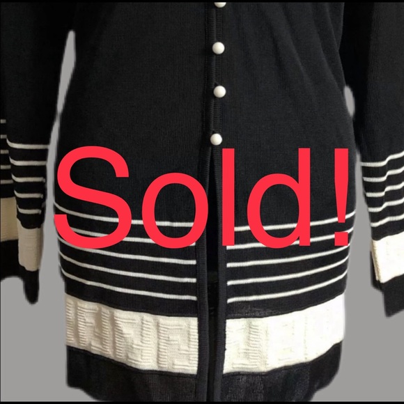 Fendi Authentic Vintage 90s FF Silk Blend Cardigan